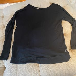 Black born primitive long sleeved open back top, size small